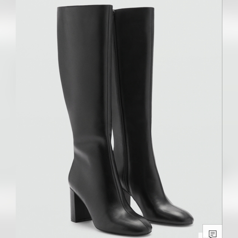 Mango Elegant Black Knee-High Women's Boots